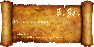 Benik Zsanna névjegykártya